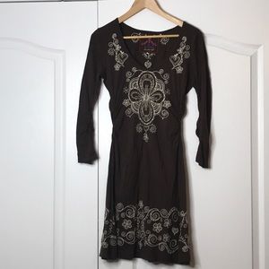 JWLA/Johnny Was Brown Floral Emb Dress